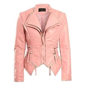 Womens Faux Leather Biker Jacket
Pink
